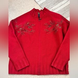 100% lambs wool woolrich sweater Women's size large Holes